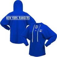 FANATICS Women's Fanatics Branded Blue New York Rangers Jersey Lace-Up V-Neck Long Sleeve Hoodie T-Shirt