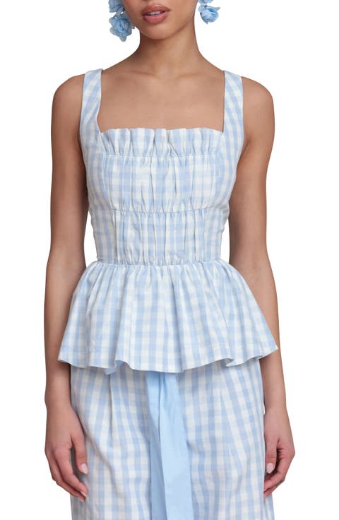 Gingham Peplum Top