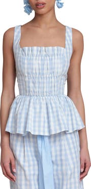 Avec Les Filles Gingham Peplum Top