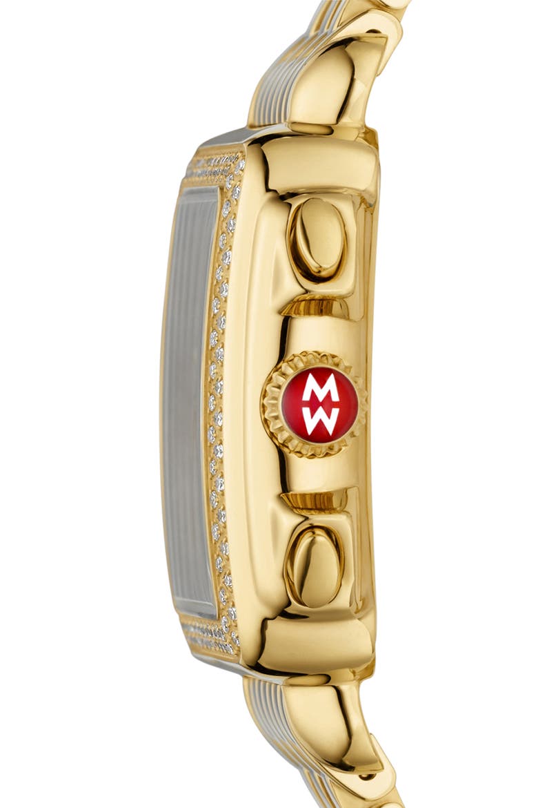 Deco Diamond Chronograph Watch Head & Bracelet, 33mm, Alternate, color, GOLD/ MOP
