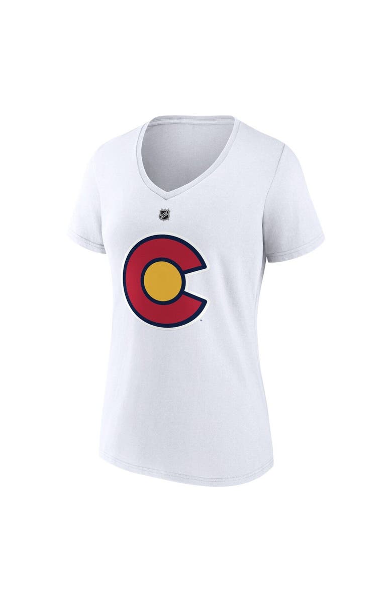 FANATICS Women's Fanatics Branded Nathan MacKinnon White Colorado Avalanche Special Edition 2.0 Name & Number V-Neck T-Shirt, Alternate, color, White
