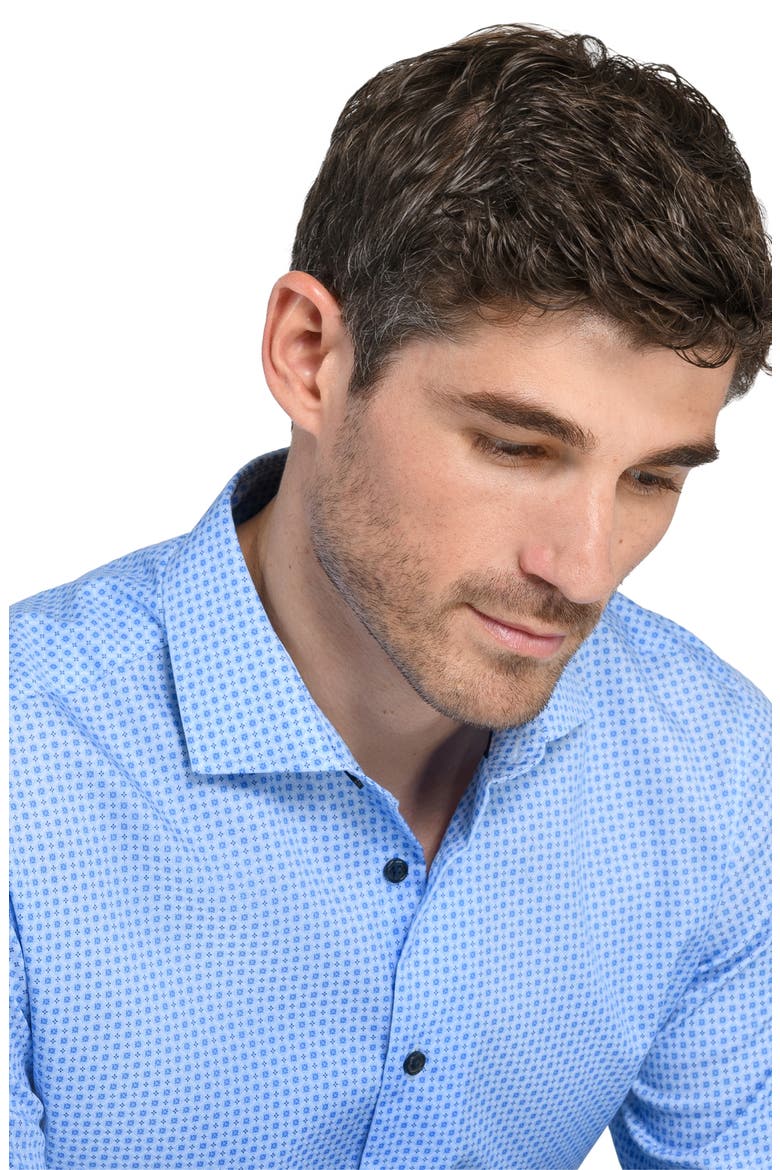 Geo Motif Slim Fit Cotton Dress Shirt, Alternate, color, LIGHT BLUE