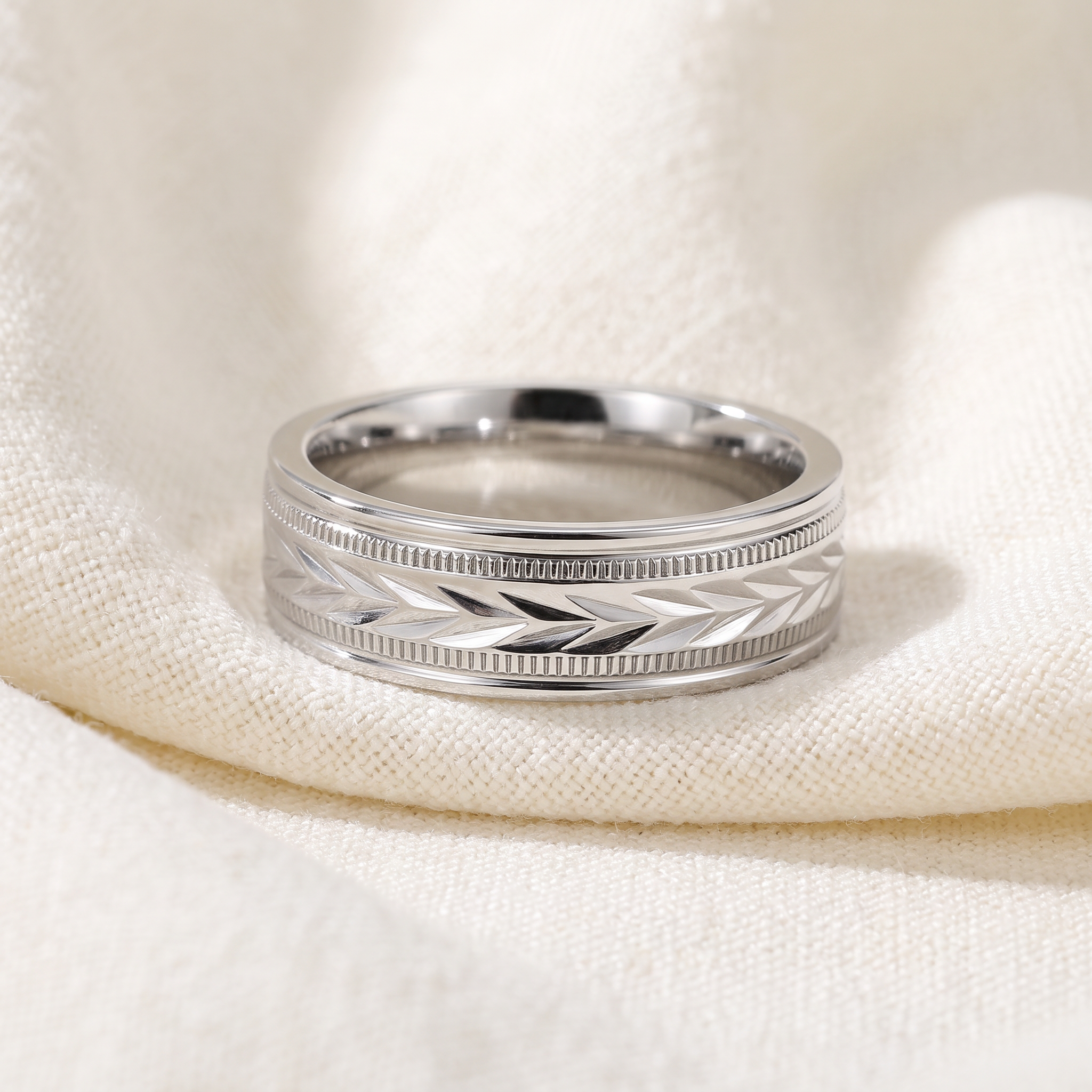 Bliss Diamond Men's 6.5mm Tristen Titainum Carved Ring Comfort Fit ...