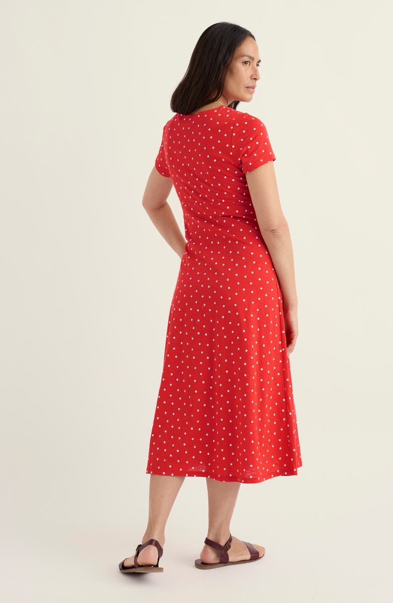 Seasalt Cornwall Chapelle Dot Print Organic Cotton Jersey Midi Dress, Alternate, color, Little Sponge Spot Tomato