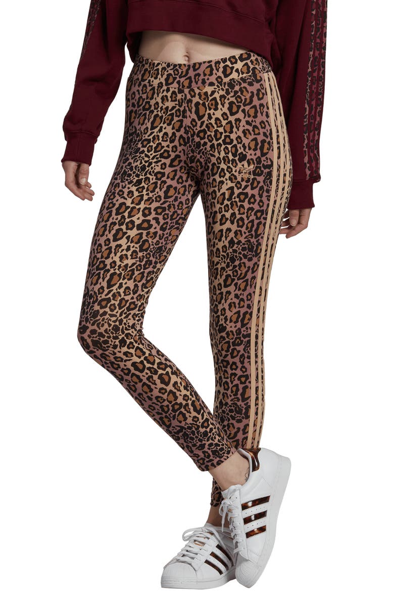 adidas Leopard Print Ankle Leggings, Main, color, 