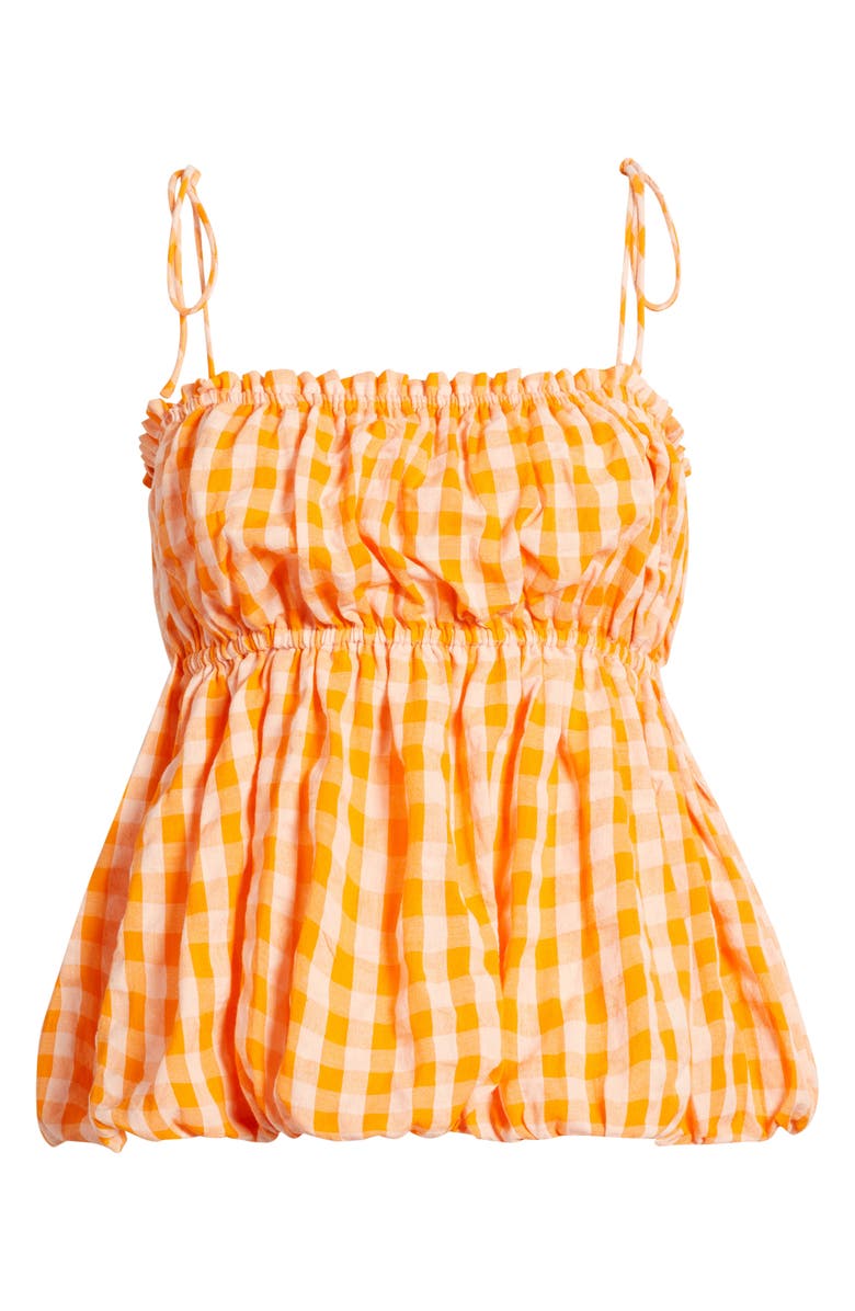 Topshop Cotton Gingham Babydoll Camisole, Main, color, Orange