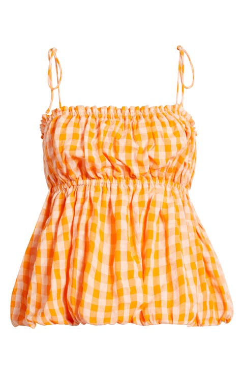 Cotton Gingham Babydoll Camisole