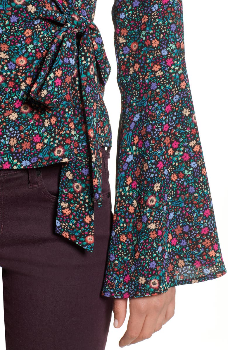 Chloe & Katie Bell Sleeve Wrap Top, Alternate, color,