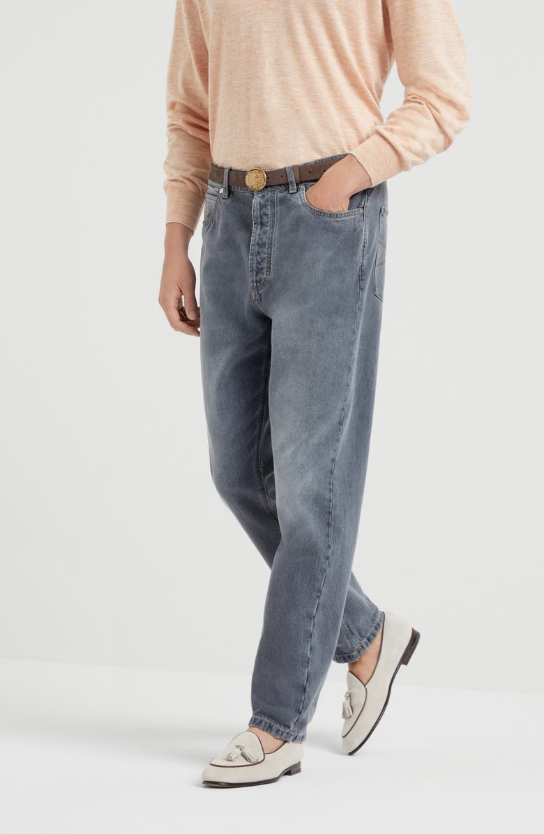 Brunello Cucinelli Greyscale denim trousers, Alternate, color, 