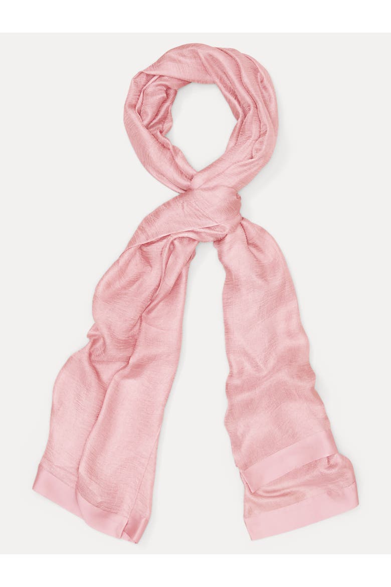 Satin Trim Scarf, Main, color, Pale Pink