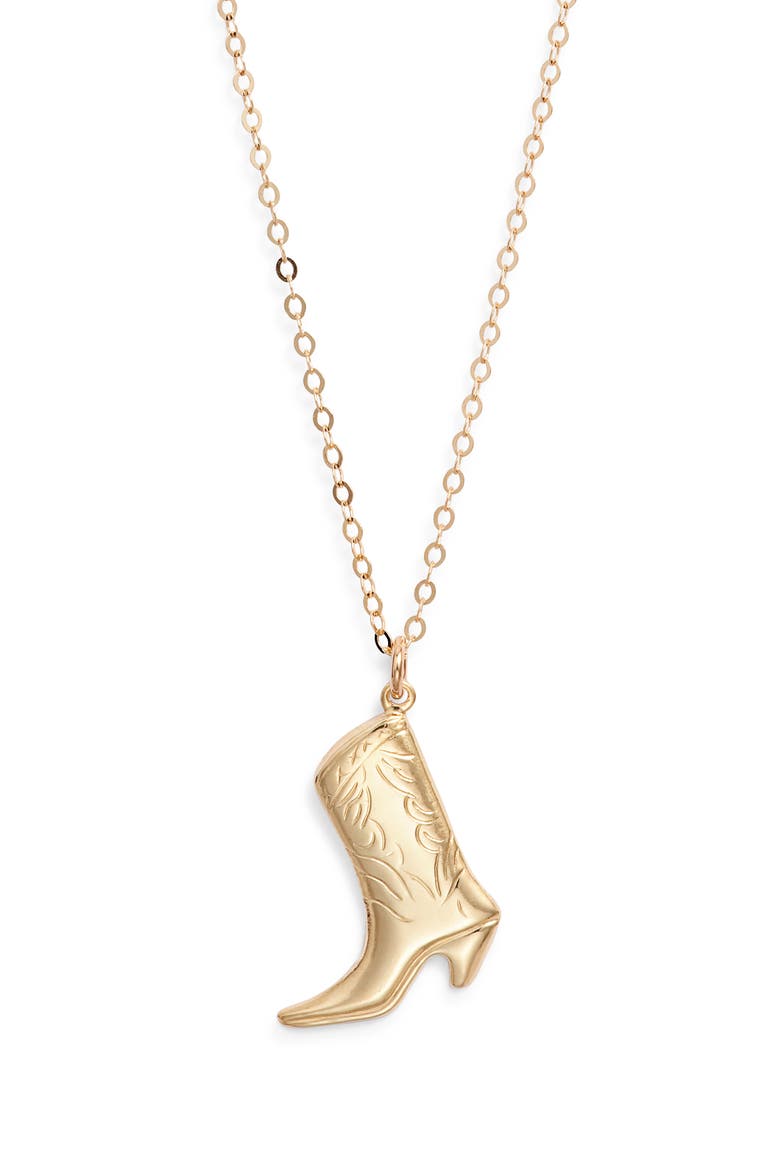Cowgirl Boot Pendant Necklace, Main, color, GOLD FILL