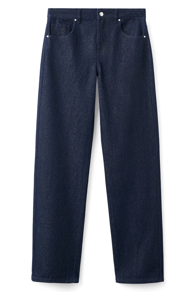 Metallic Straight Leg Jeans, Alternate, color, DARK BLUE