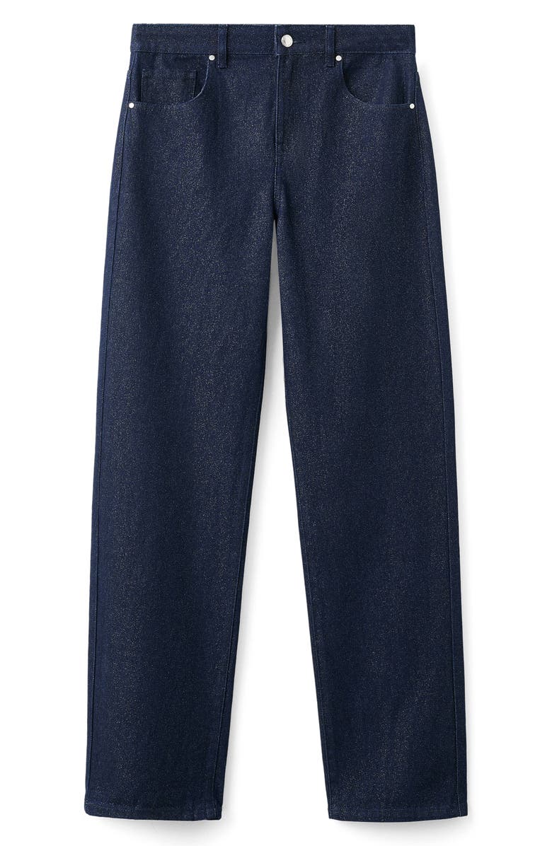 MANGO Metallic Straight Leg Jeans, Alternate, color, Dark Blue