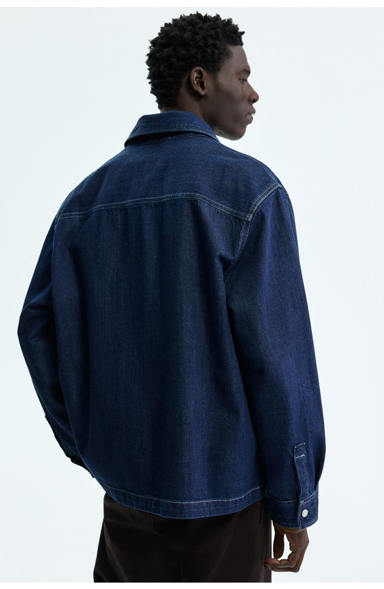 H&M Denim Overshirt, Alternate, color, Dark Denim Blue