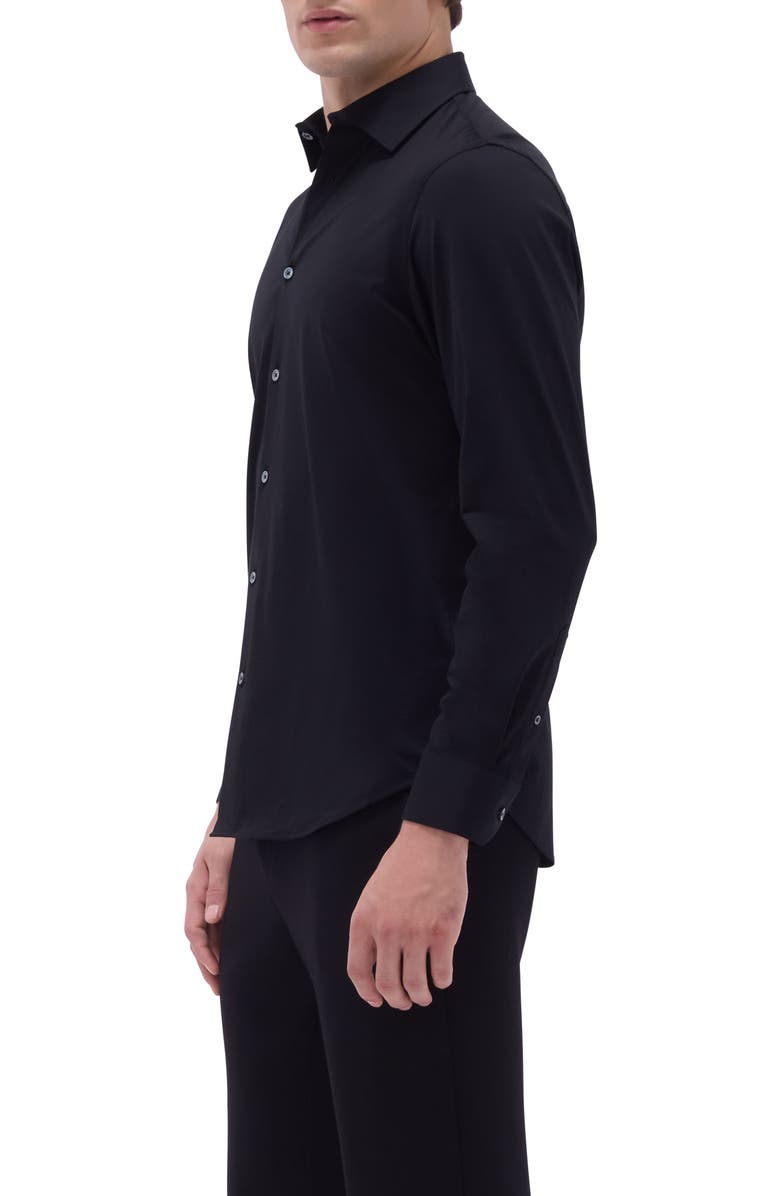 Bugatchi OoohCotton<sup>®</sup> Solid Button-Up Shirt, Alternate, color, Black