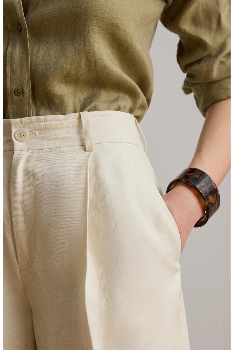 High Waist Wide Leg Linen Blend Pants, Alternate, color, WINTER CREAM