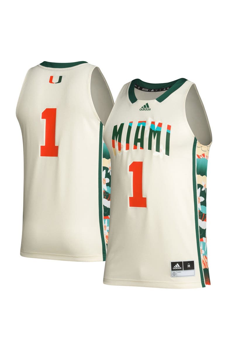 adidas Men's adidas #1 Khaki Miami Hurricanes Honoring Black Excellence Basketball Jersey, Main, color, 