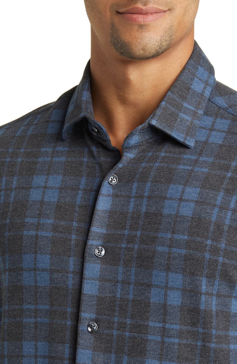 Stone Rose Lumberjack Plaid Wrinkle Resistant Tech Fleece Button-Up Shirt, Alternate, color,