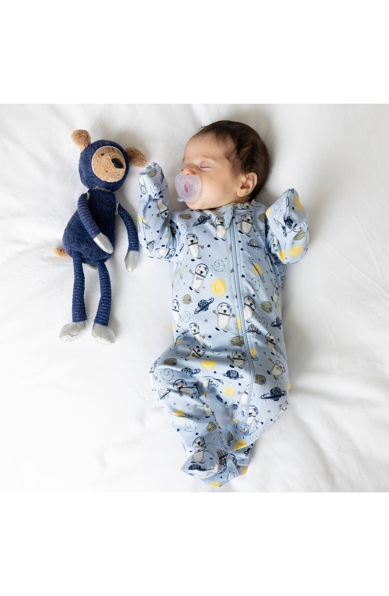 Norani Organic Cotton Zip Footie in Space Bears, Alternate, color, Space Bears