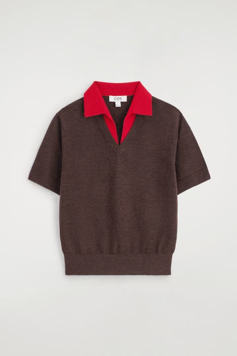 Merino Wool Layered Polo Shirt