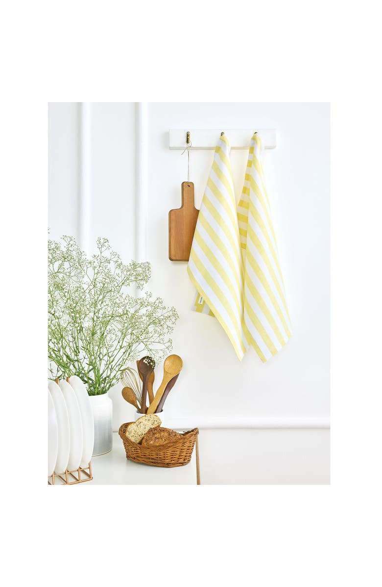 Solino Home Linen Kitchen Towels - Sorrento Stripe, Alternate, color, Yellow And White