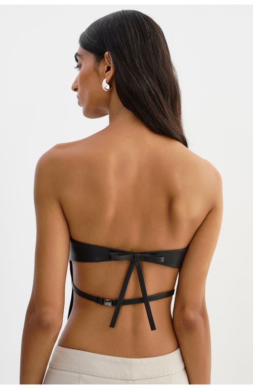 Lamarque Katya | Faux Leather Open Back Strapless Top In Black