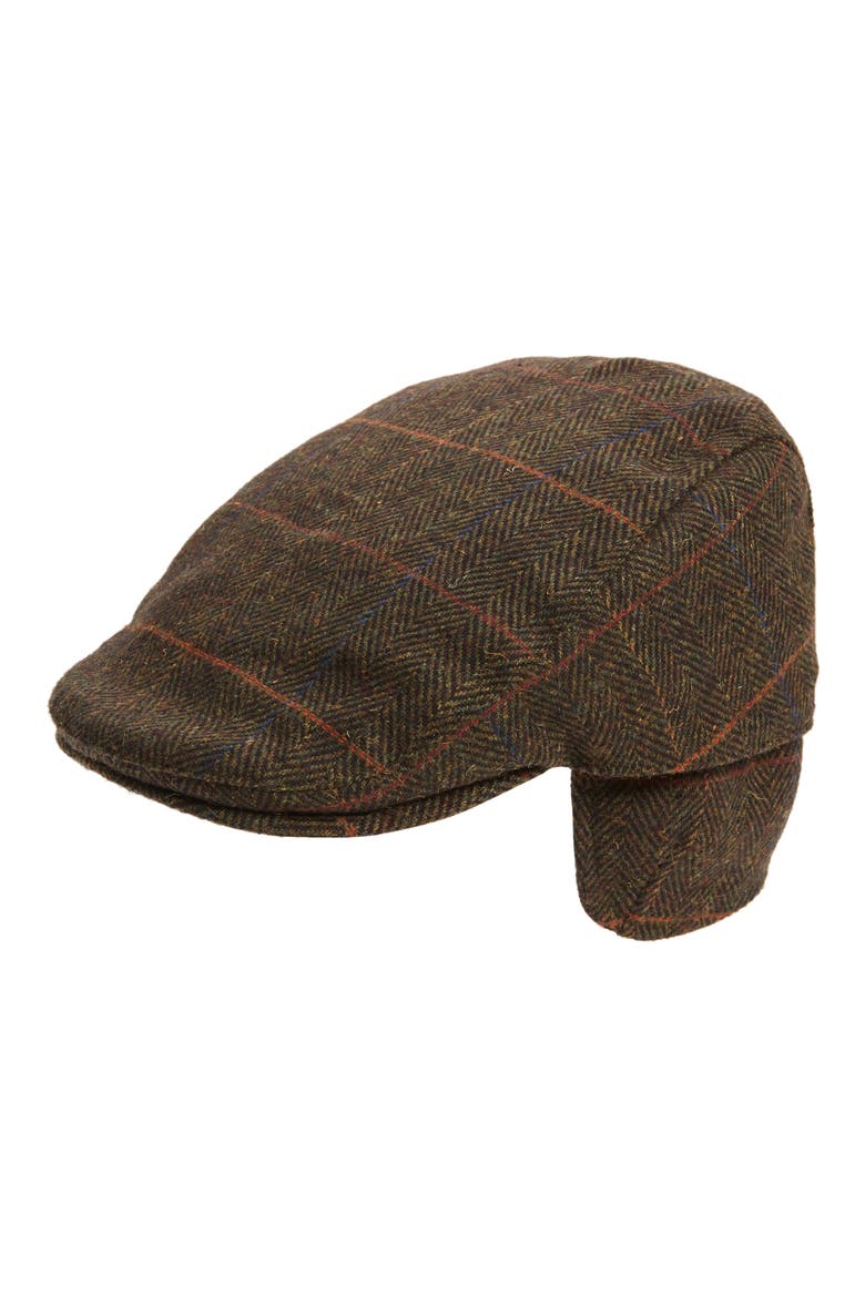 Cheviot Driving Cap with Ear Flaps, Alternate, color, OLIVE HERRINGBO