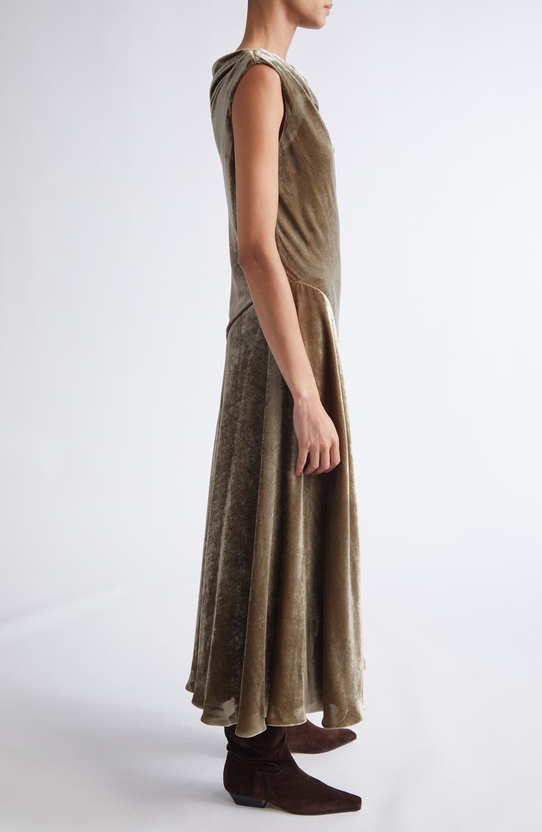 Altuzarra Drina Cowl Neck Stretch Velvet Gown, Alternate, color, Clove
