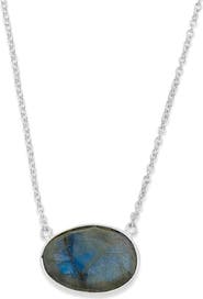SAMUEL B. Sterling Silver Oval Labradorite Pendant Necklace