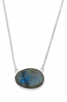 SAMUEL B. Sterling Silver Oval Labradorite Pendant Necklace
