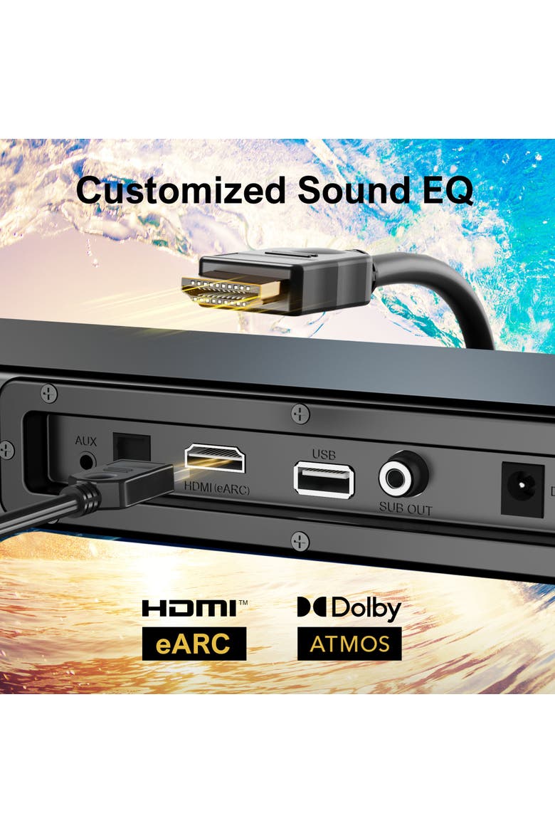 Nova S50 2.1 Sound Bar for TV with Dolby Atmos, Subwoofer, 190W Bass Boost, HDMI eARC, Alternate, color, Black
