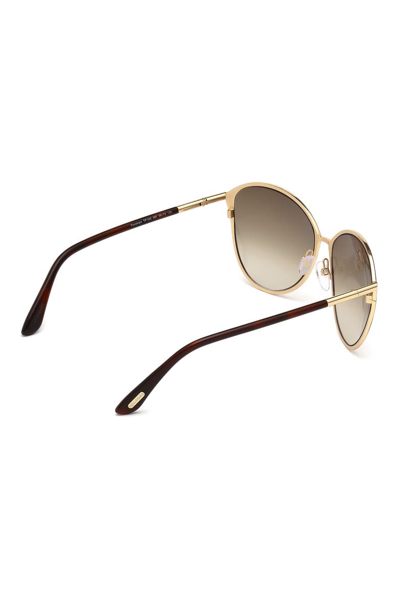 Penelope 59mm Gradient Cat Eye Sunglasses, Alternate, color, SHINY ROSE GOLD/ DARK BROWN