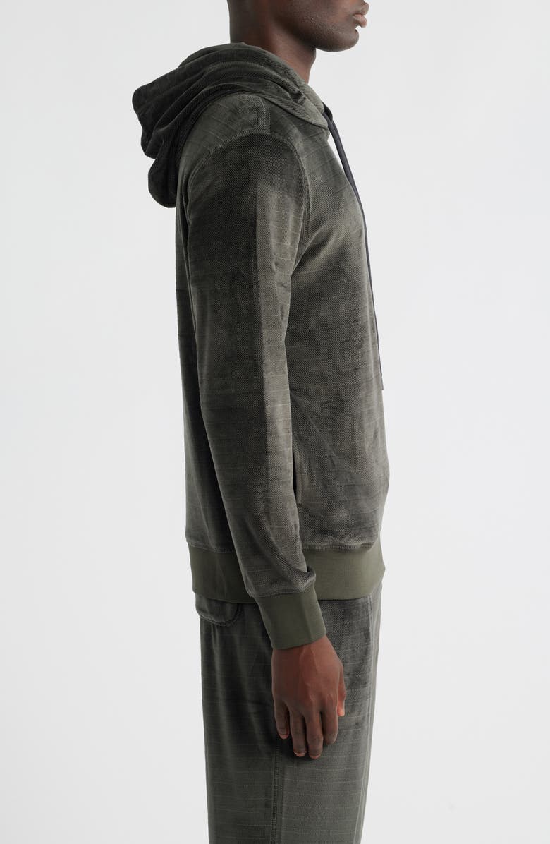 Daniel Buchler Angled Stripe Velour Pajama Hoodie, Alternate, color, Charcoal