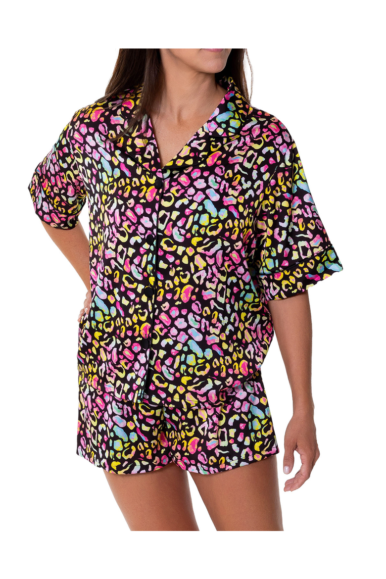 Bright Animal Silky Short Sleeve Shorts Set, Main, color, Multicolor