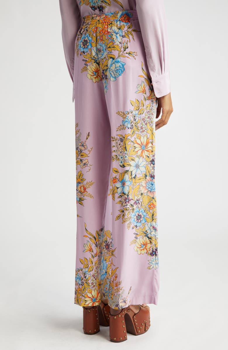 Etro Floral Print Silk Crêpe de Chine Palazzo Pants, Alternate, color, 