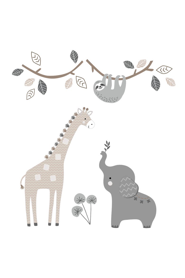 Baby Jungle Animals 4-Piece Crib Bedding Set, Alternate, color, Gray