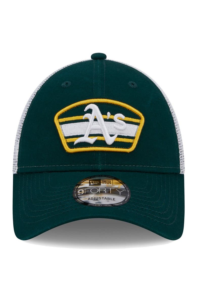 New Era Men's New Era Green/White Oakland Athletics Logo Patch 9FORTY Trucker Snapback Hat, Alternate, color, Green