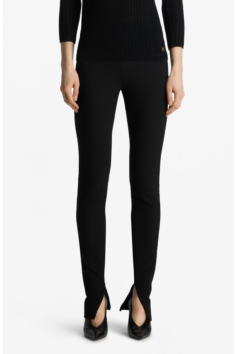 Zip Hem Slim Fit Stretch Crepe Pants, Main, color, BLACK