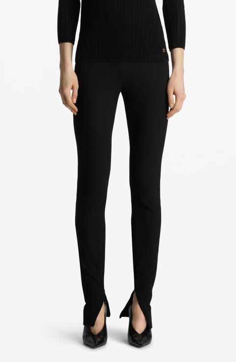 Zip Hem Slim Fit Stretch Crepe Pants