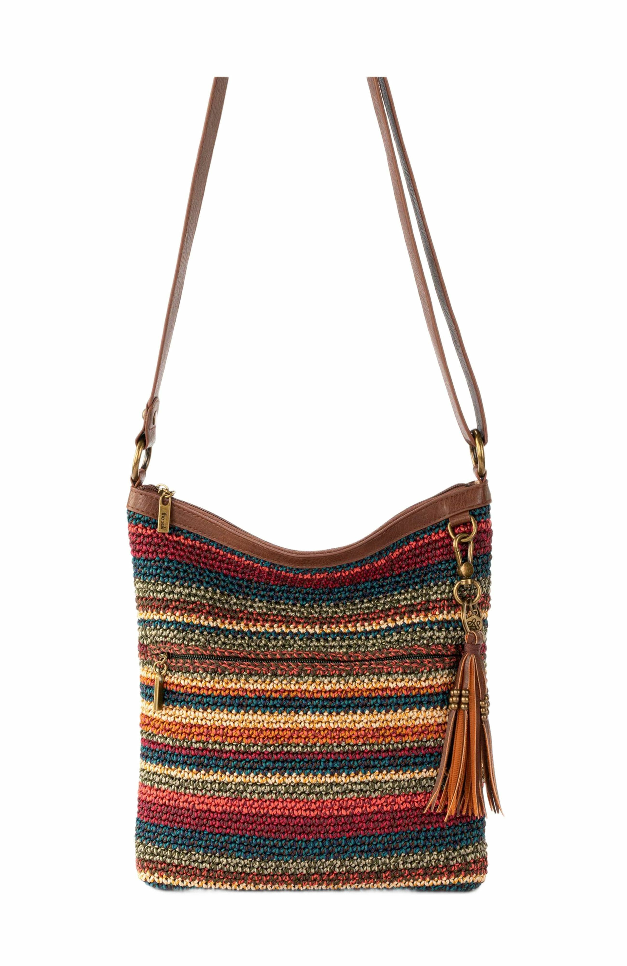 Lucia Crossbody Leather Bag, Alternate, color, Woodland Stripe