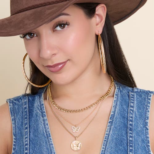 Jessica Simpson Layered Coin & Charm Pendant Necklace In Gold