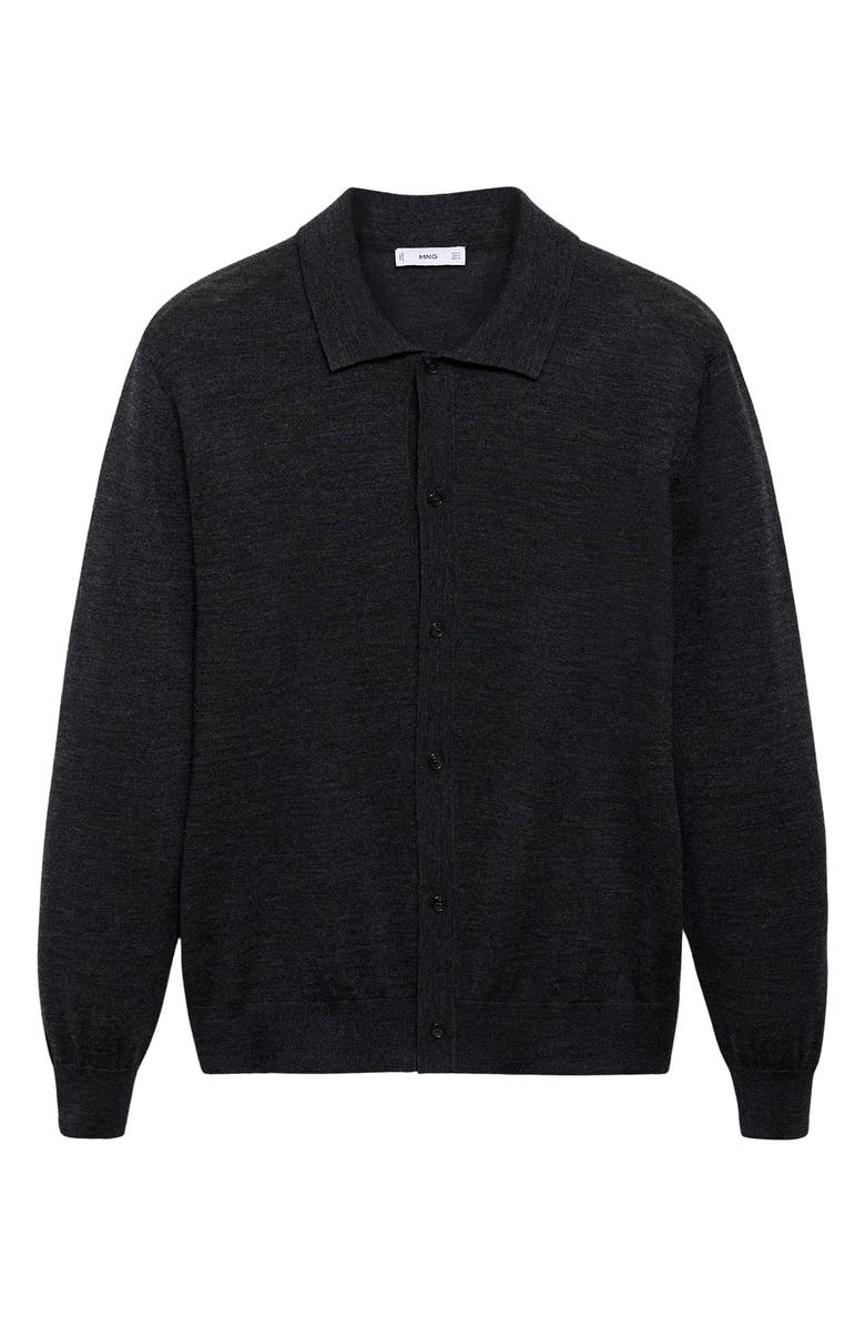 MANGO Wool Cardigan, Alternate, color, Dark Heather Grey