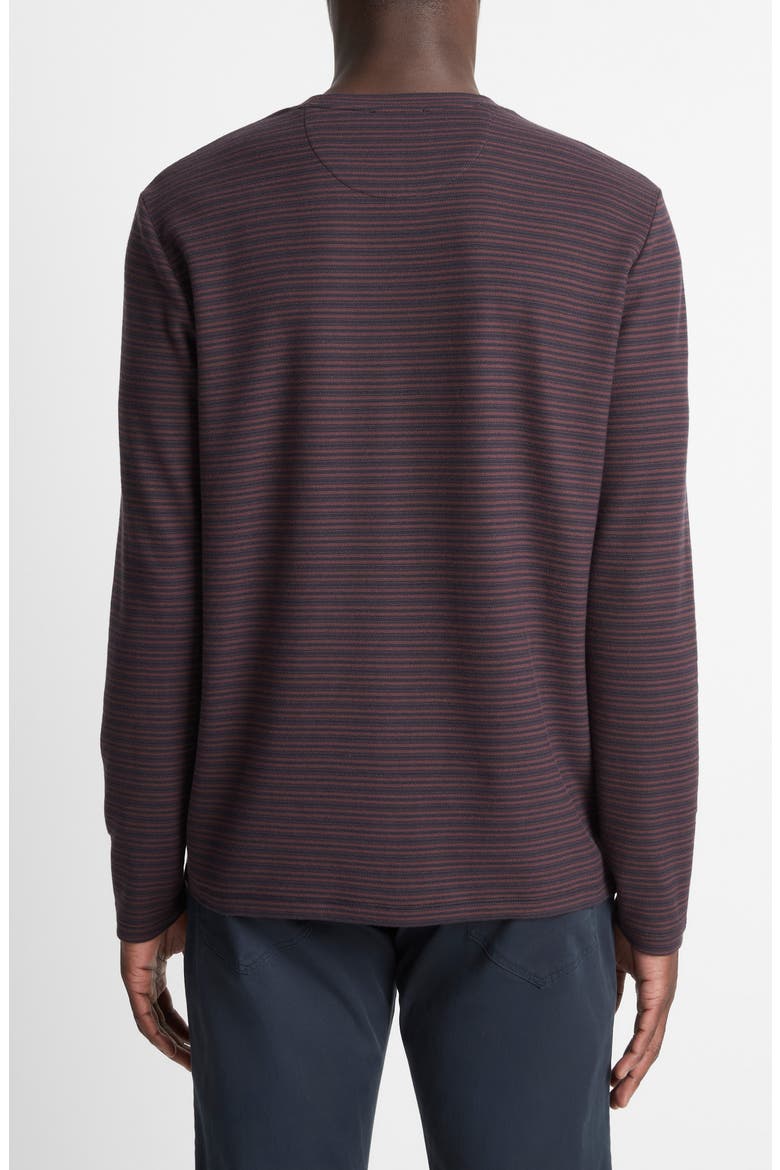 Stripe Long Sleeve Pima Cotton Piqué Crewenck T-Shirt, Alternate, color, COASTAL/ PORT