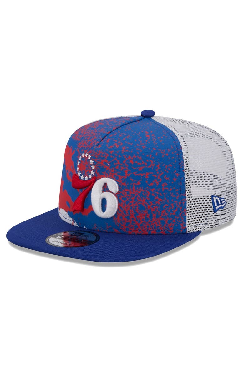 Men's New Era Royal Philadelphia 76ers Court Sport Speckle 9FIFTY Snapback Hat, Main, color, Royal