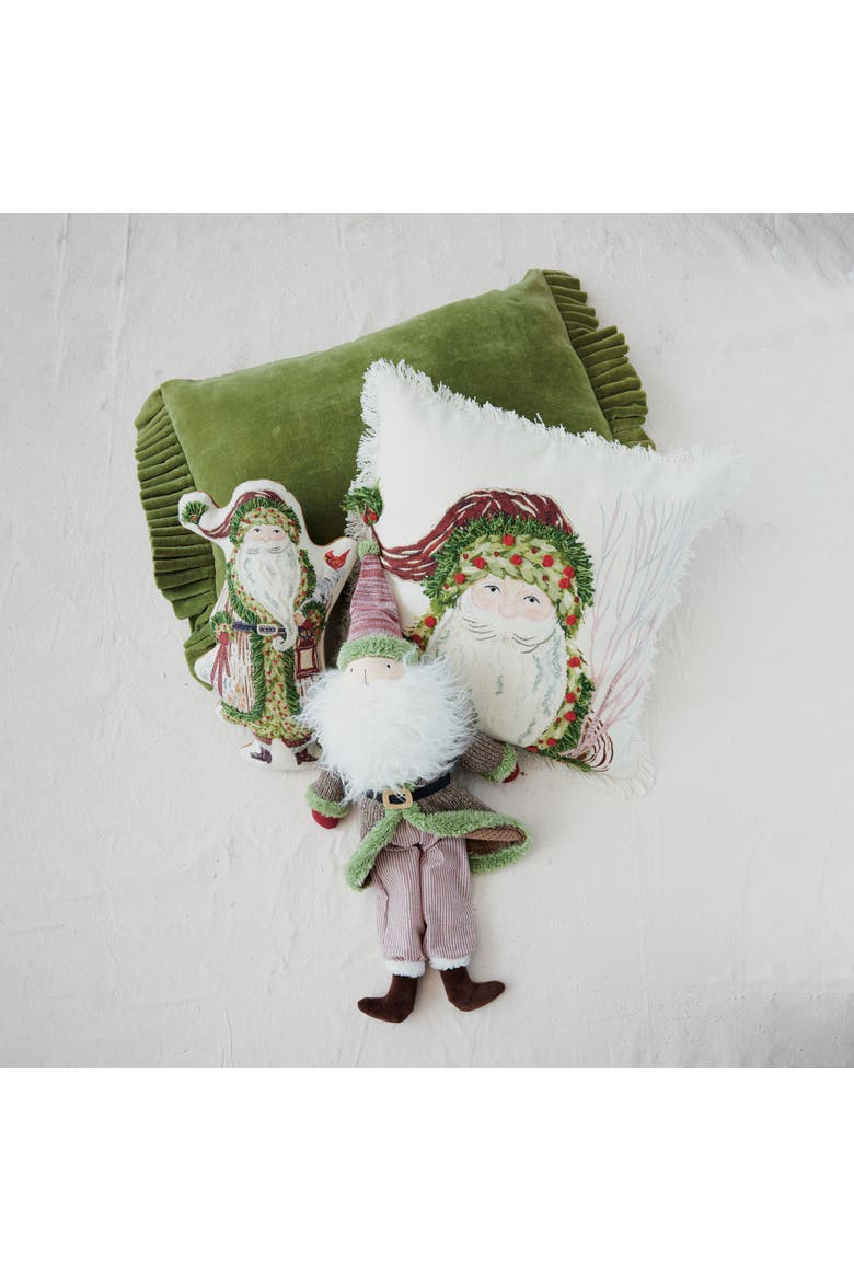 Velvet Ruffle-Edged Lumbar Pillow, Main, color, Green