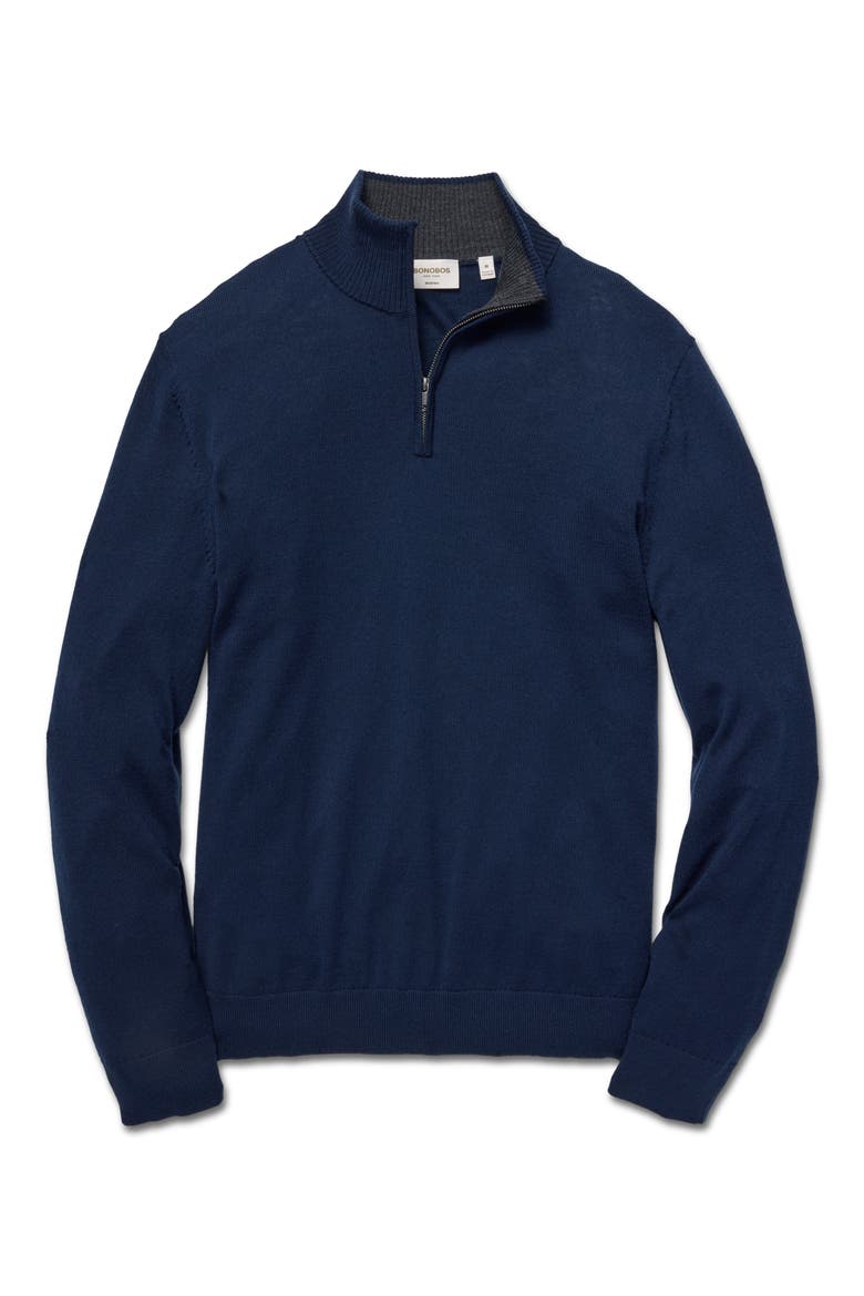 Shable Merino Wool Quarter Zip Sweater, Main, color, NAVY BLUE