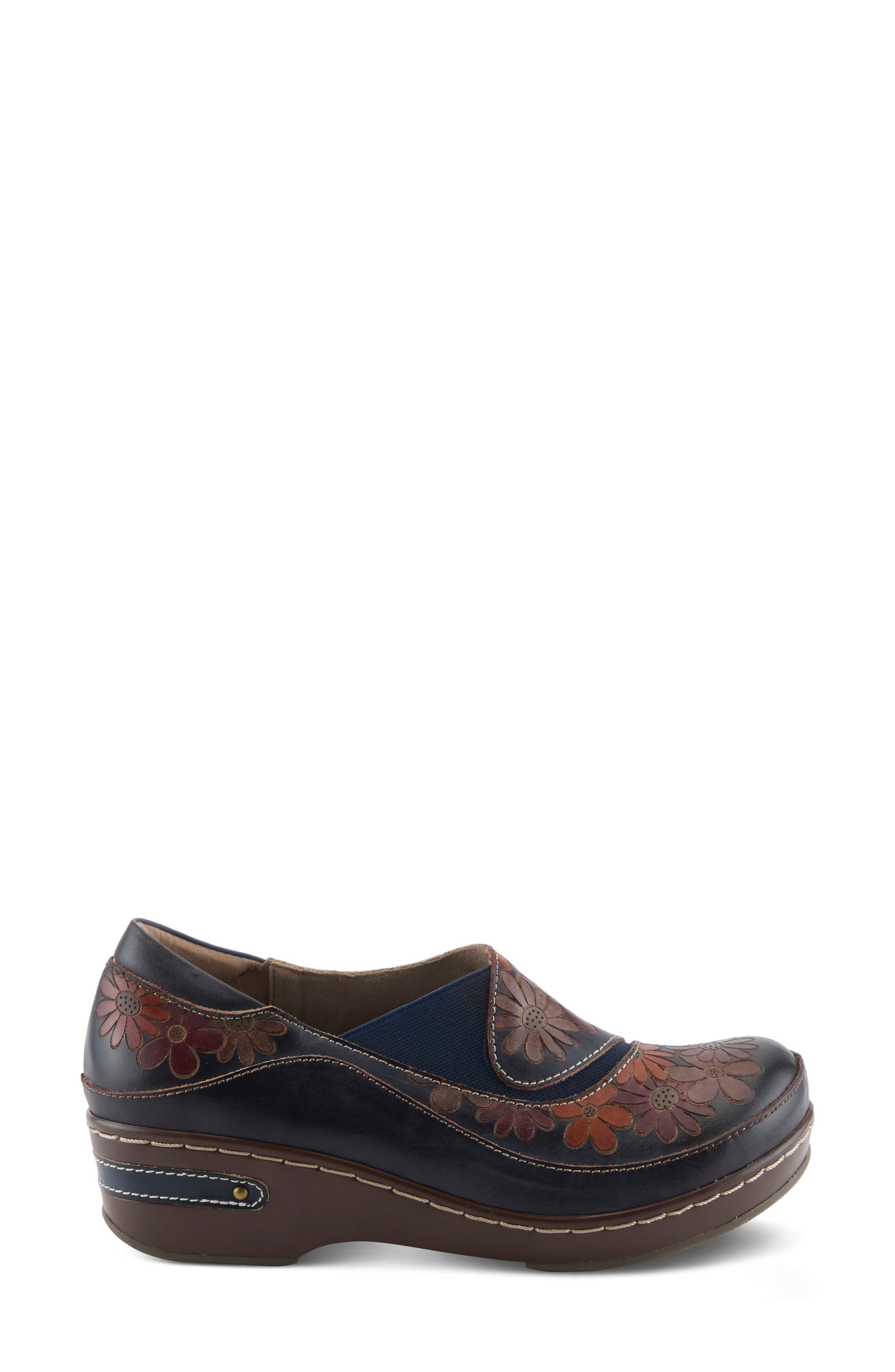 Burbank-Dazis Leather Clog, Alternate, color, NAVY MULTI