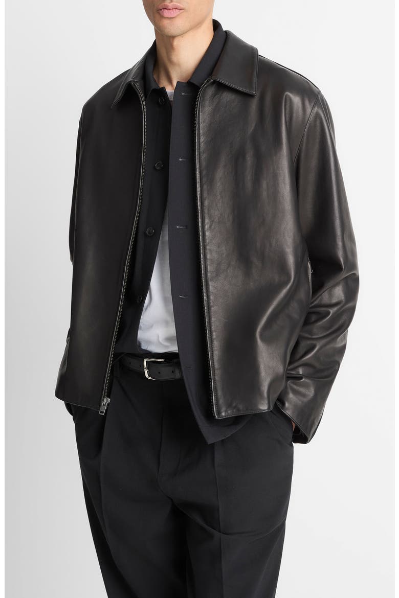 Leather Jacket, Main, color, BLACK