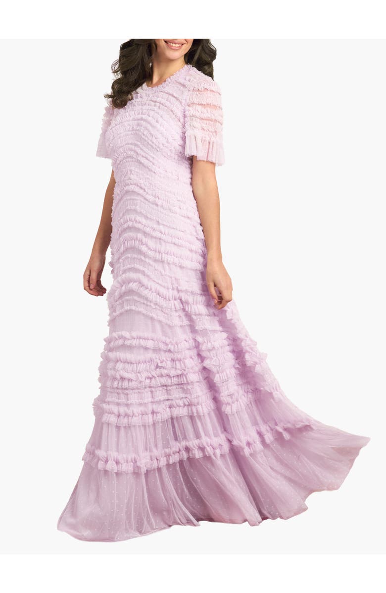 Needle & Thread Amara Round Neck Ruffle Gown, Main, color, Powder Lilac