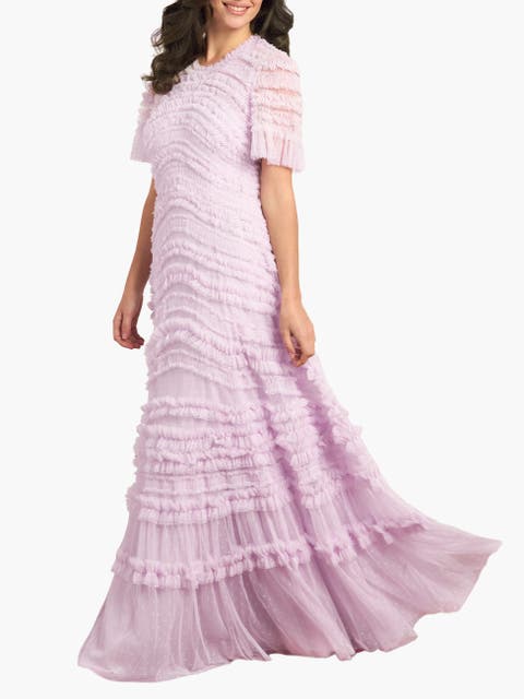 Amara Round Neck Ruffle Gown